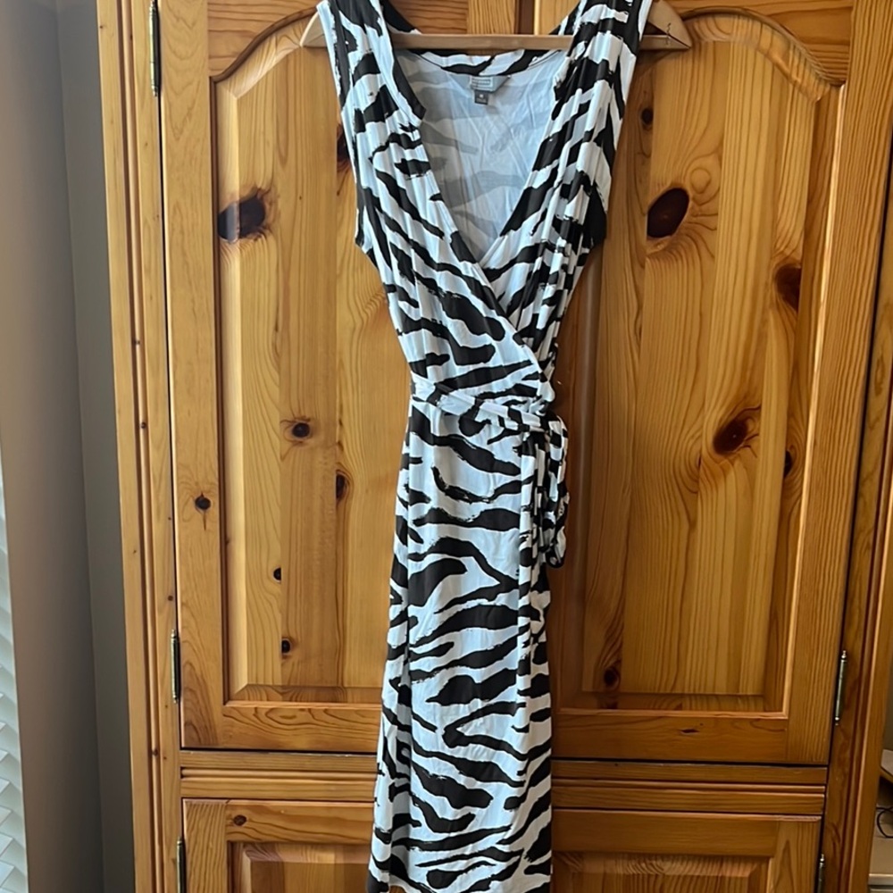 Merona Collection Brown and White Zebra Print Wrap Dress